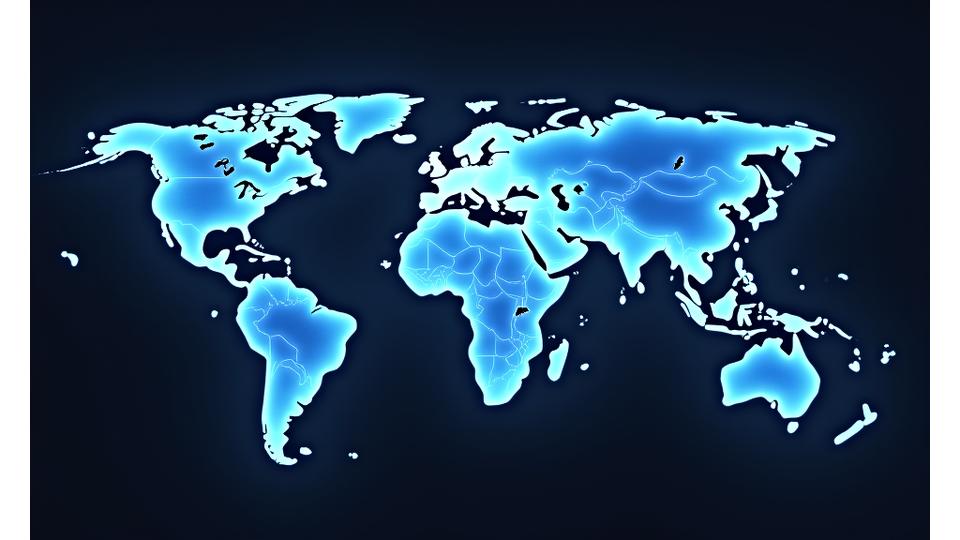 A map overlaid with icons representing luxury travel destinations and networks