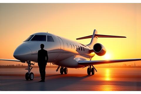 Luxurious private jet preparing for takeoff