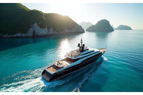 Stunning superyacht cruising turquoise waters